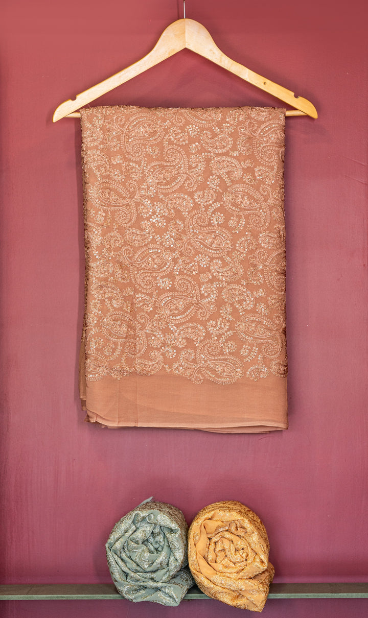 Thread embroidered georgette in pastels