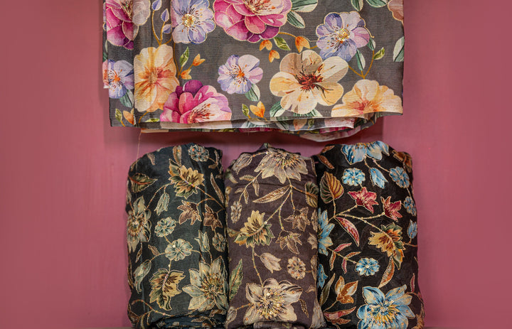 Embroidered floral Chinons