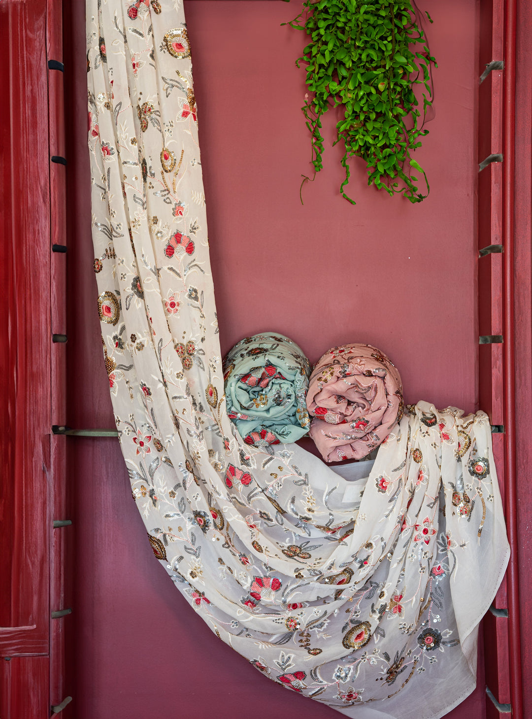 Heavily hand embroidered georgettes