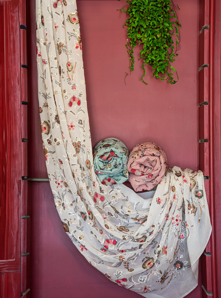 Heavily hand embroidered georgettes