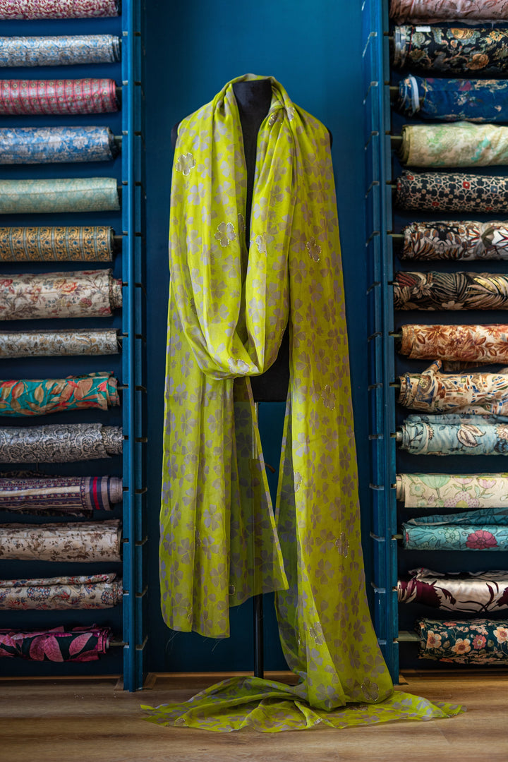 Embroidered Printed organza