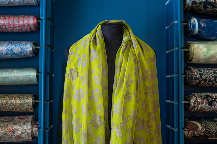 Embroidered Printed organza
