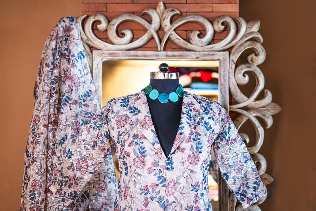 Embroidered printed Kota
