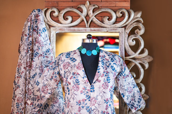 Embroidered printed Kota