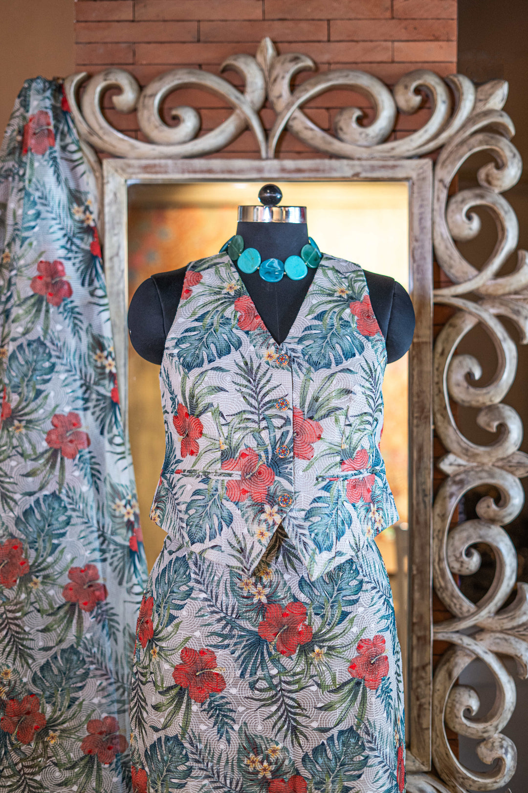 Embroidered Kota with prints