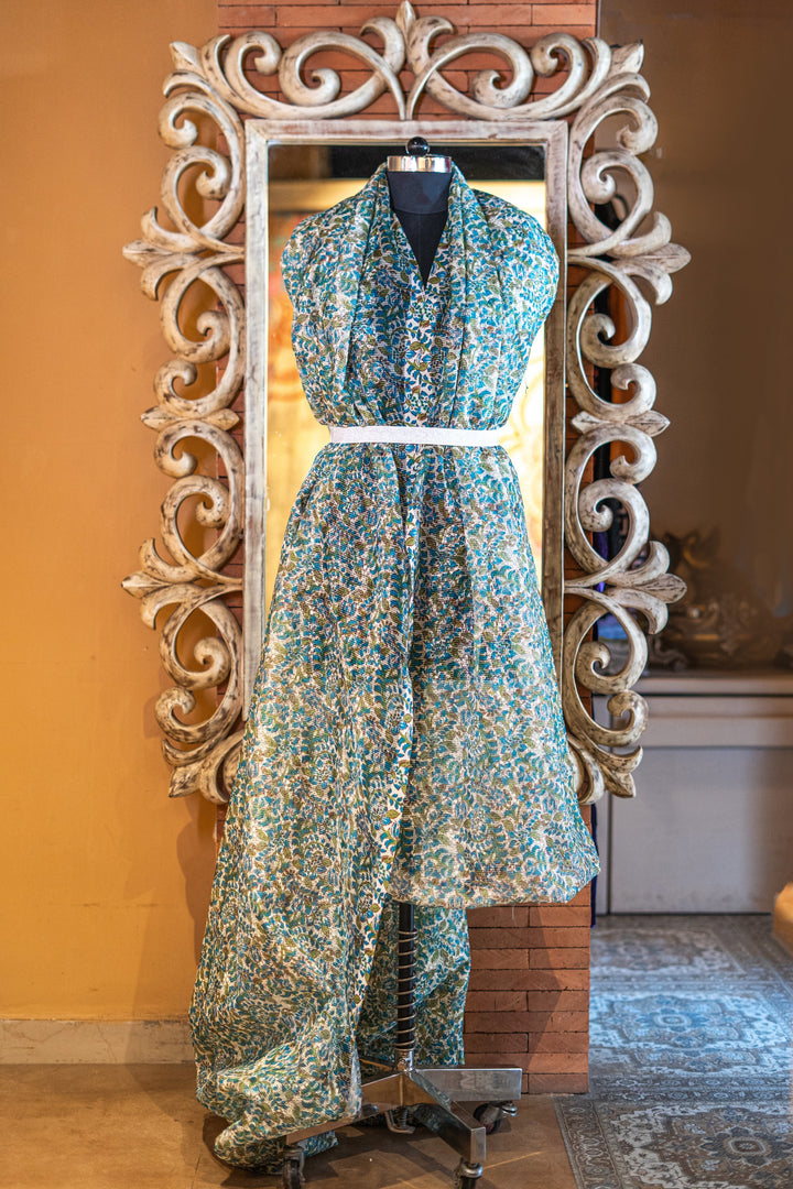Embroidered Kota with prints