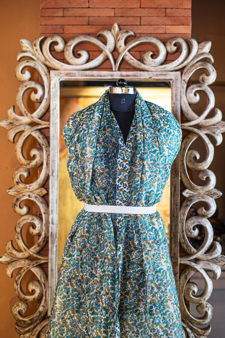 Embroidered Kota with prints