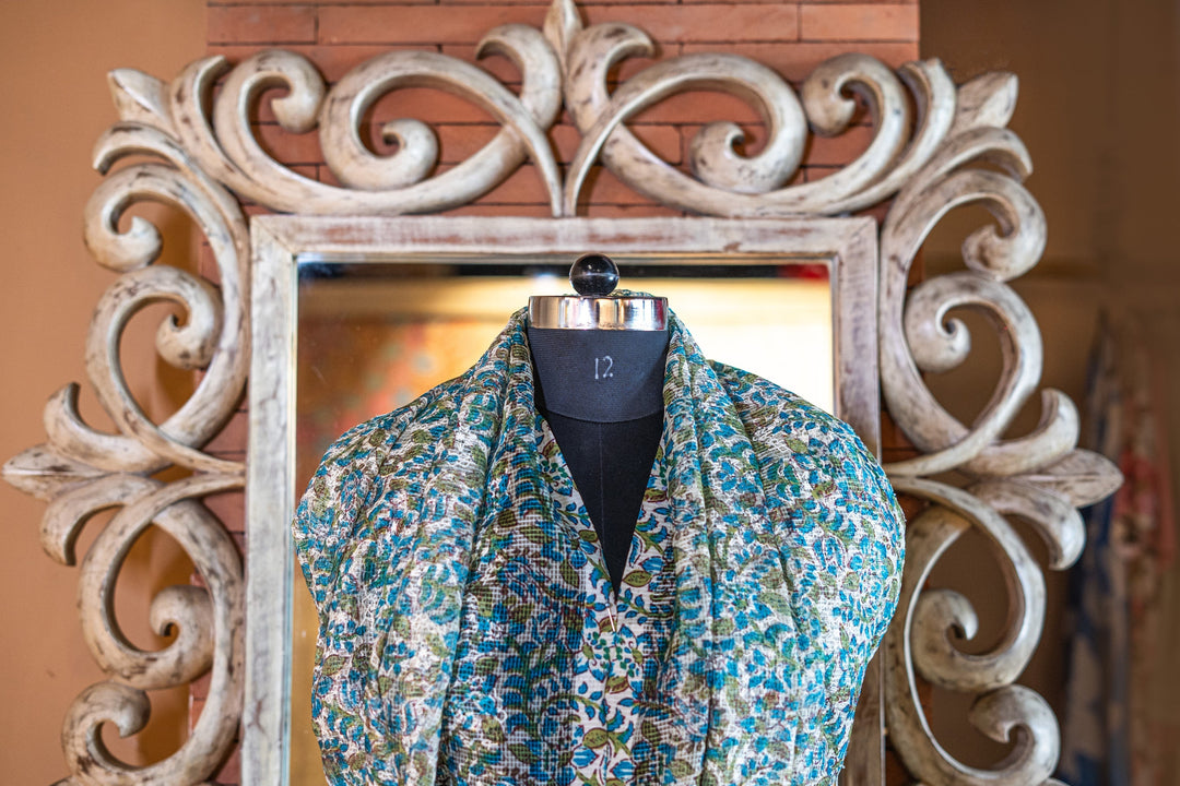 Embroidered Kota with prints