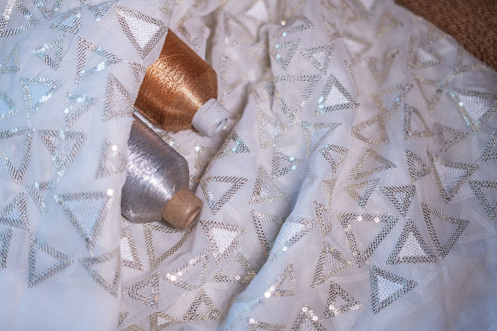 Embroidered dyeable organza