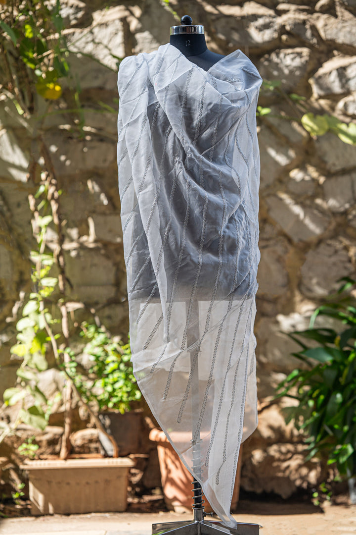Embroidered Organza dyeable