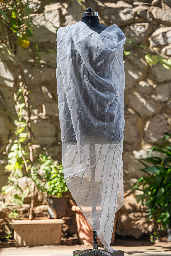 Embroidered Organza dyeable