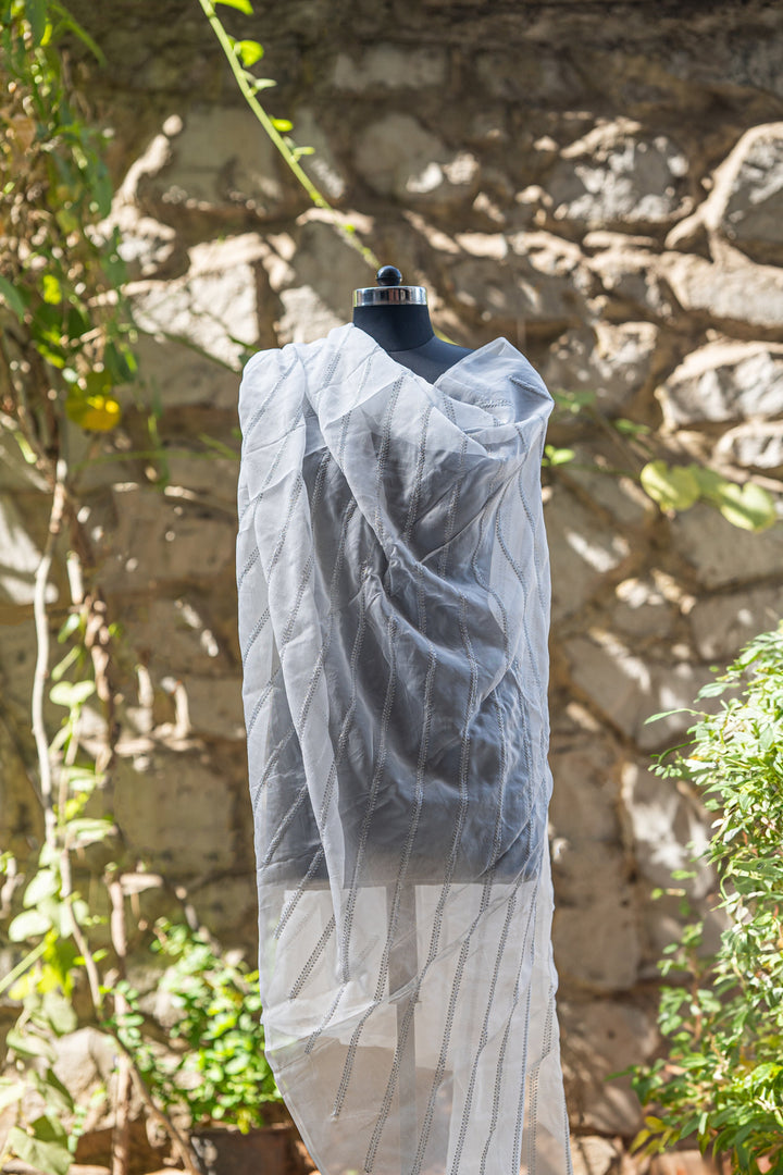 Embroidered Organza dyeable