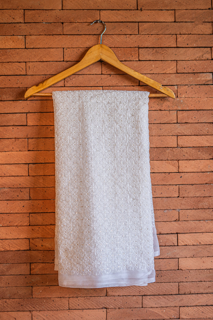 Embroidered dyeable organza