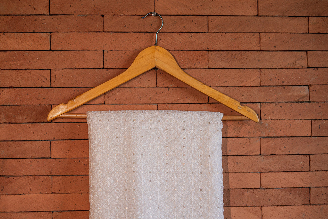 Embroidered dyeable organza