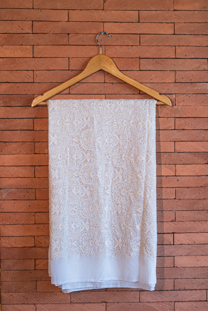 Embroidered dyeable georgette