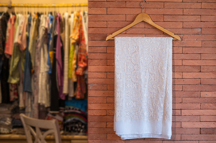 Embroidered dyeable georgette
