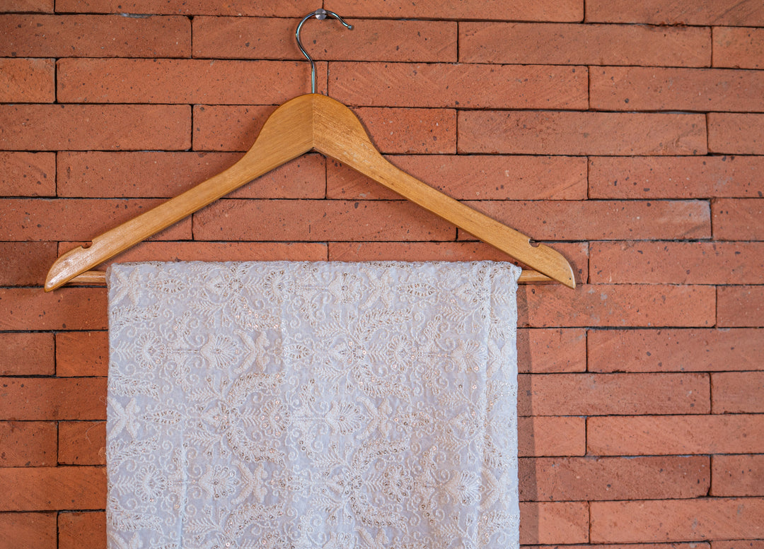 Embroidered dyeable georgette