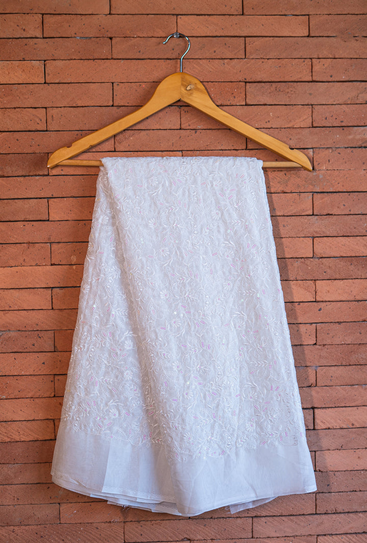 Embroidered dyeable organza