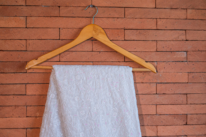 Embroidered dyeable organza