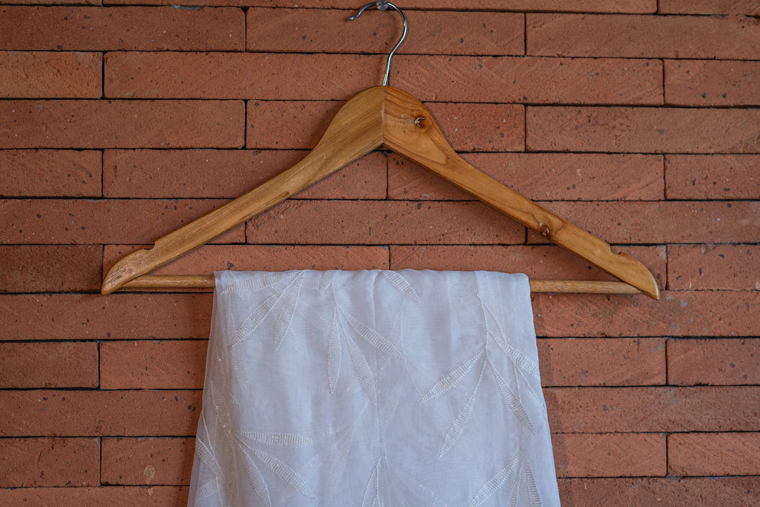 Embroidered dyeable organza