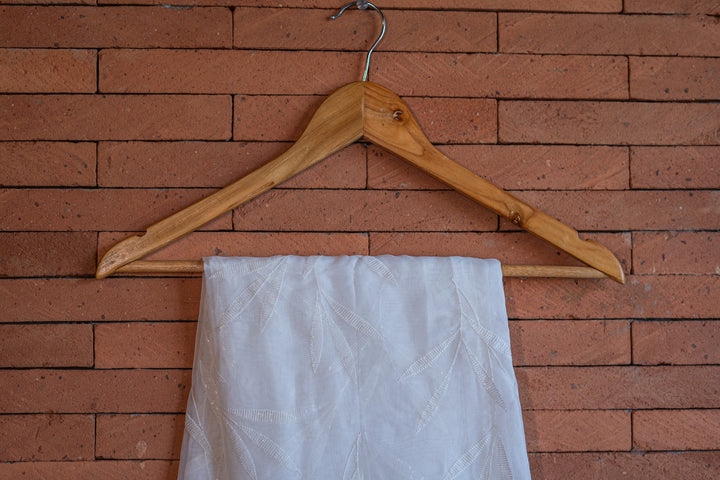 Embroidered dyeable organza