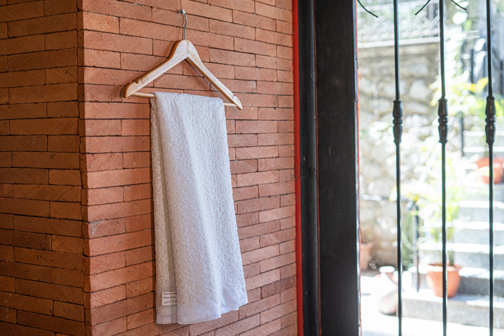 Embroidered dyeable organza