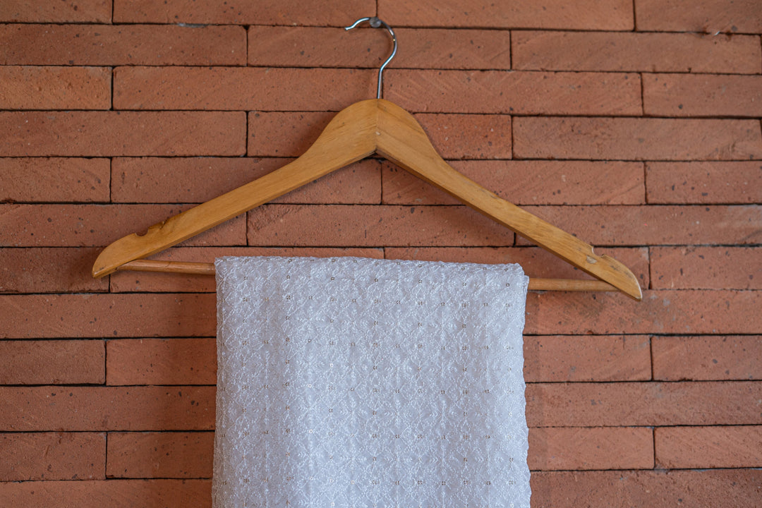 Embroidered dyeable organza