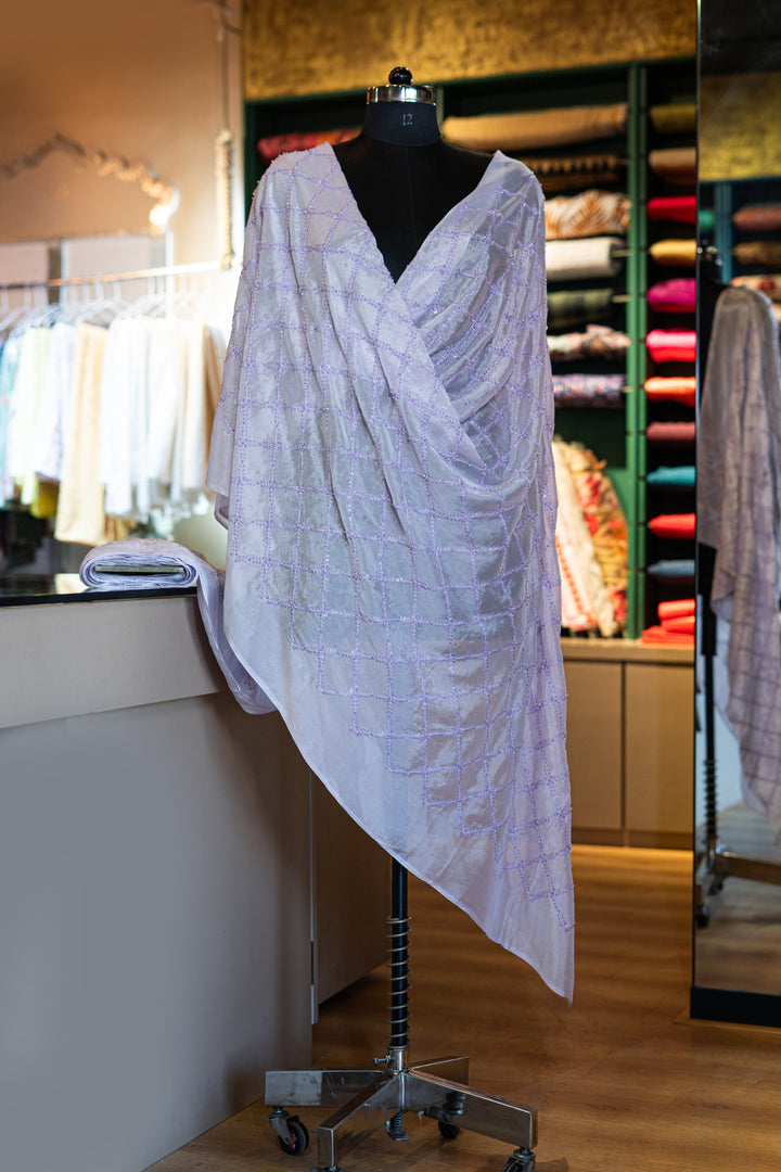 Embroidered soft chinon