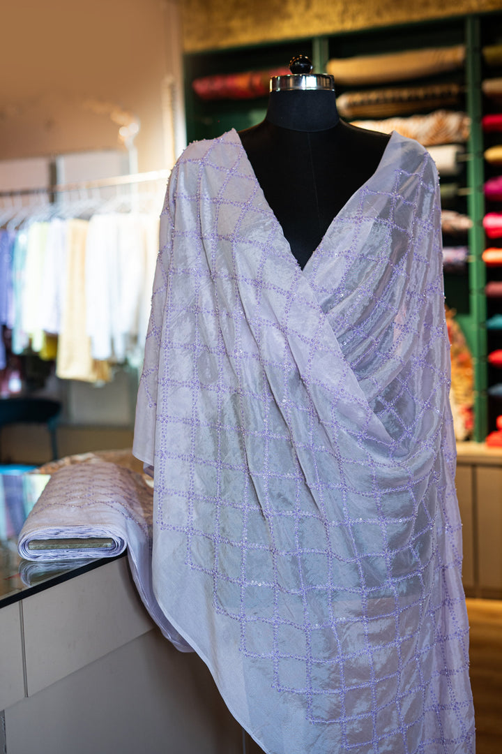 Embroidered soft chinon