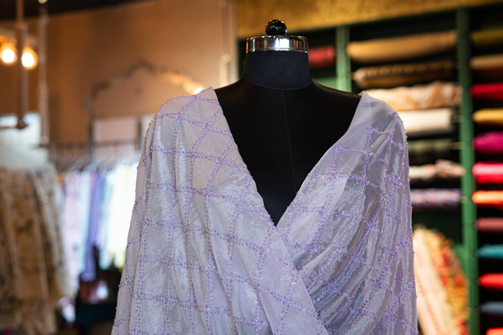 Embroidered soft chinon