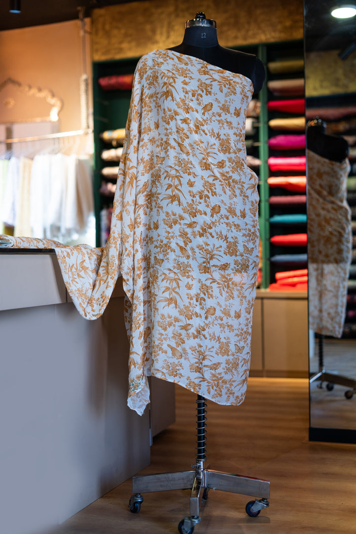 Embroidered printed georgette