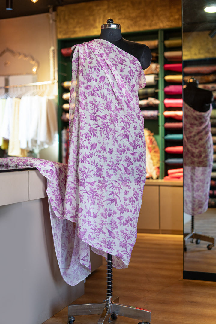Embroidered printed georgette