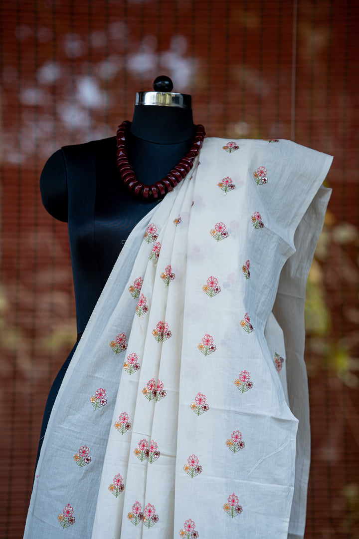 Embroidered cotton cambric