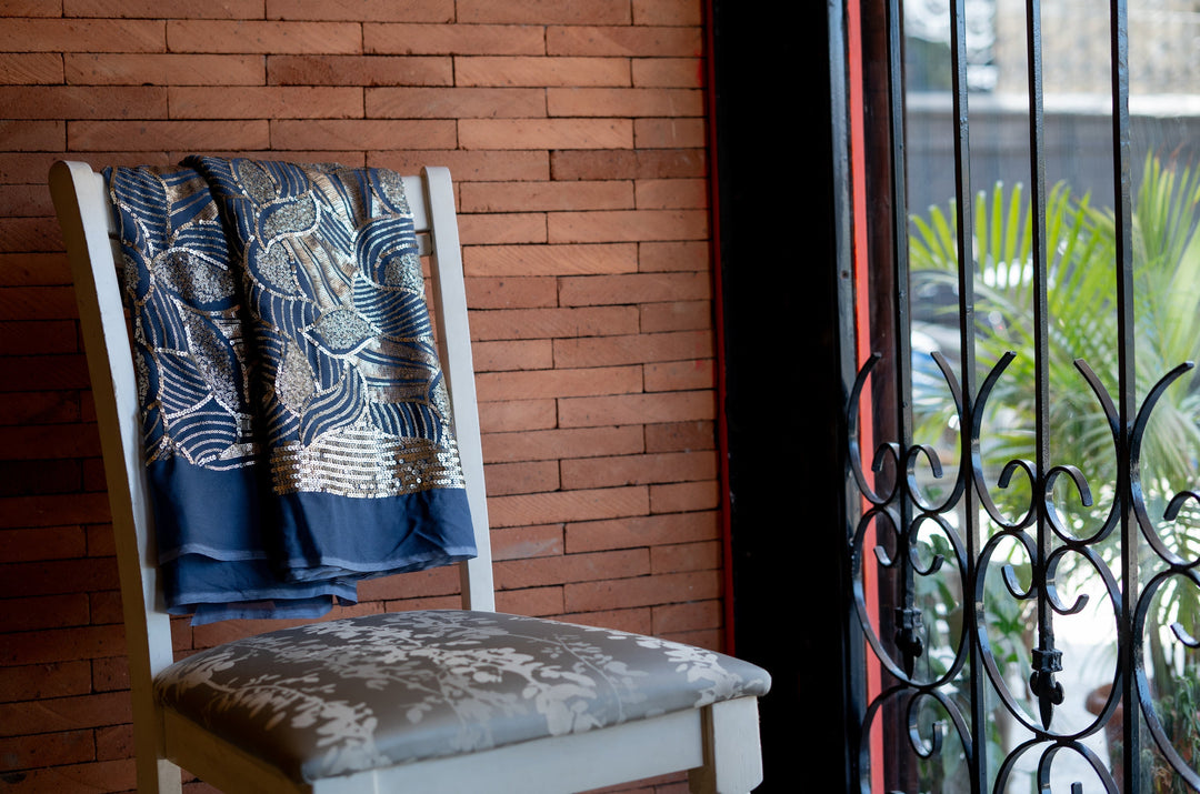 Pure georgette with heavy embroidery