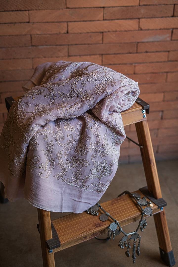 Thread embroidered georgettes in pastels